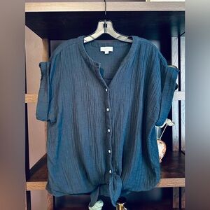 LOFT Outlet Button Down Tie Front Blouse - Size L